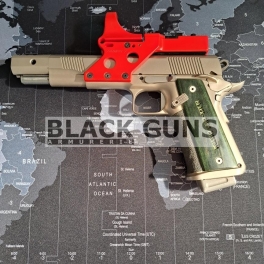 pistolet d'occasion CASPIAN custom, + C-MORE, + holster Safariland calibre 38 super auto, catégorie B1 + son holster Safariland